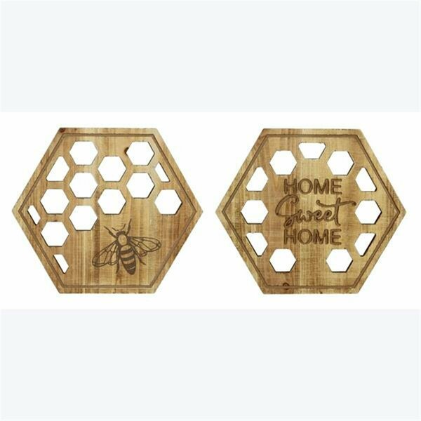 Youngs Wood Honeycomb Wall Decor, 2 Assorted Color 73952